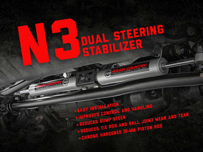 N3 Steering Stabilizer | Dual | 2.5-8 Inch Lift | Jeep Gladiator JT (20-22)/Wrangler JL (18-23)