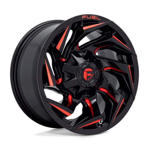 Fuel D755 GLOSS BLACK MILLED WITH RED TINT 20x9 6x135/6x139.7 Wheels | Offset: 1 | Backspace: 5.04 | Bore: 106.1