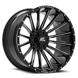 GT OFFROAD Stark Gloss Black Milled Gloss Black Milled 22x10 5x127/5x139.7 Wheels | Offset: -18 | Backspace: 4.75 | Bore: 78.1