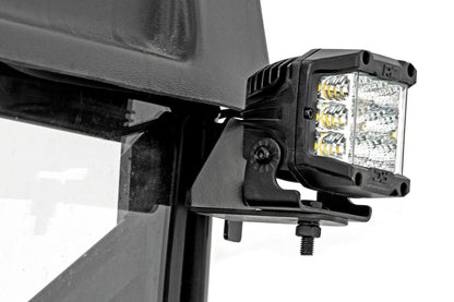 LED Light | RR Cage Mount | 2" Black Flood Pair | Polaris Ranger 1000/Ranger XP 900/1000