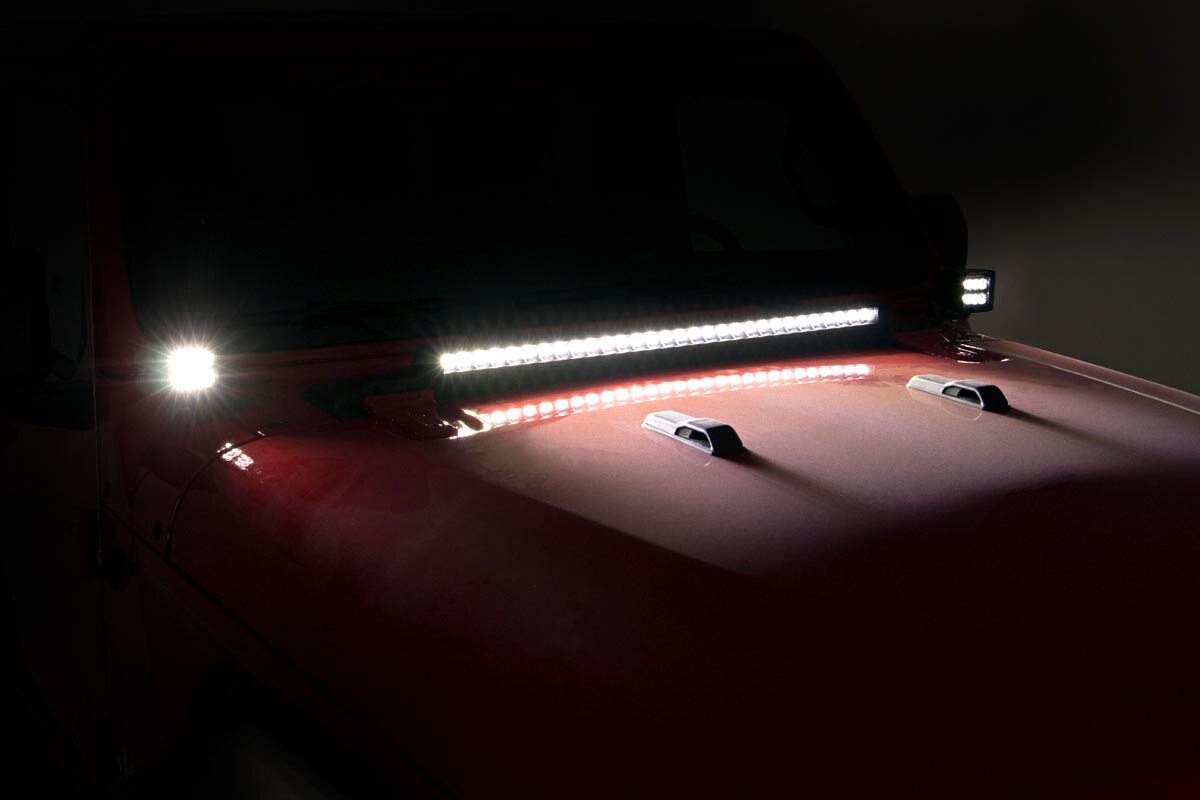 Jeep 30-inch LED Hood Kit (18-21 Wrangler JL, 20-21 Gladiator JT | Chrome-Series)