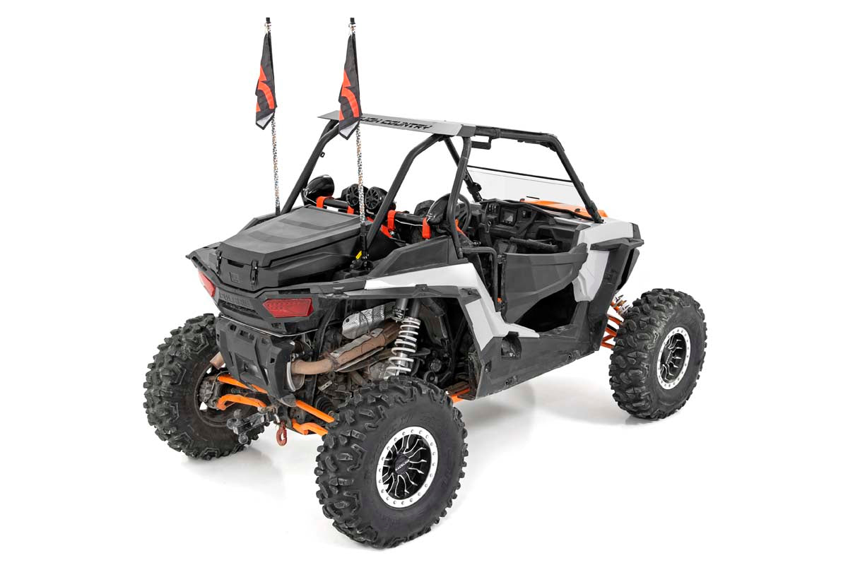 Whip Mount | Cage | 4' Multl-Color LED Whip Pair | Polaris RZR (20-21)