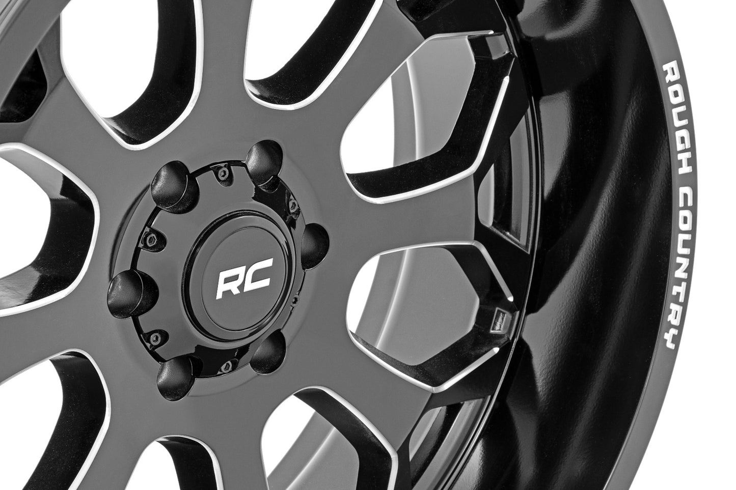 Rough Country 96 Series Wheel | Machined One-Piece | Gloss Black | 20x9 | 6x5.5 | -12mm