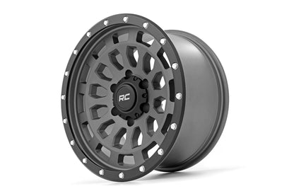 Rough Country 87 Series Wheel | Simulated Beadlock | Gray/Black | 17x8.5 | 6x5.5 | +0mm