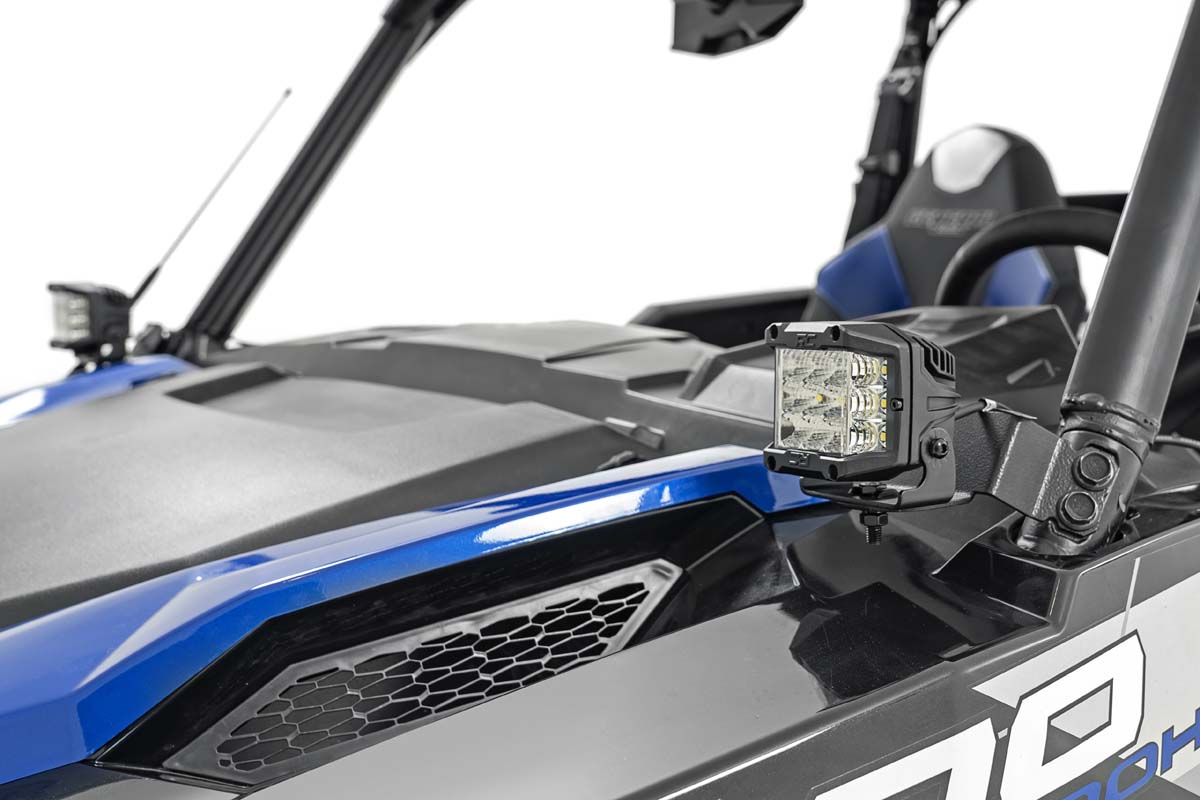 LED Light Kit | Cage Mount | 2" Black Pair | White DRL | Polaris General (2021)