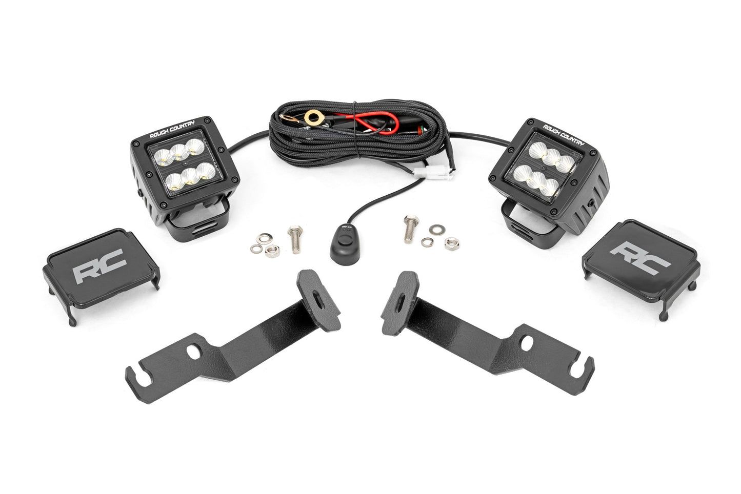 LED Light Kit | Ditch Mount | 2" Black Pair | Flood | Toyota Tacoma (05-15) - Off Road Canada