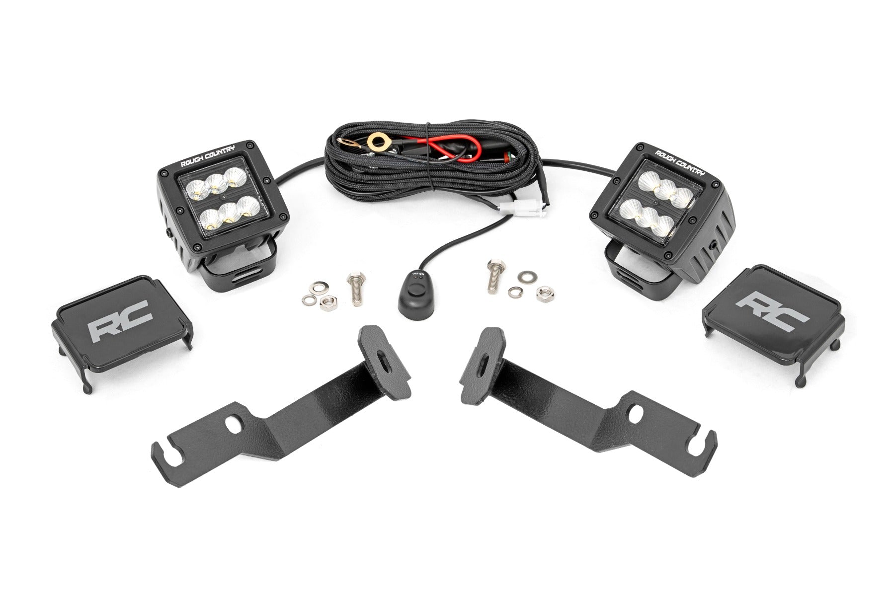 LED Light Kit | Ditch Mount | 2" Black Pair | Flood | Toyota Tacoma (05-15) - Off Road Canada