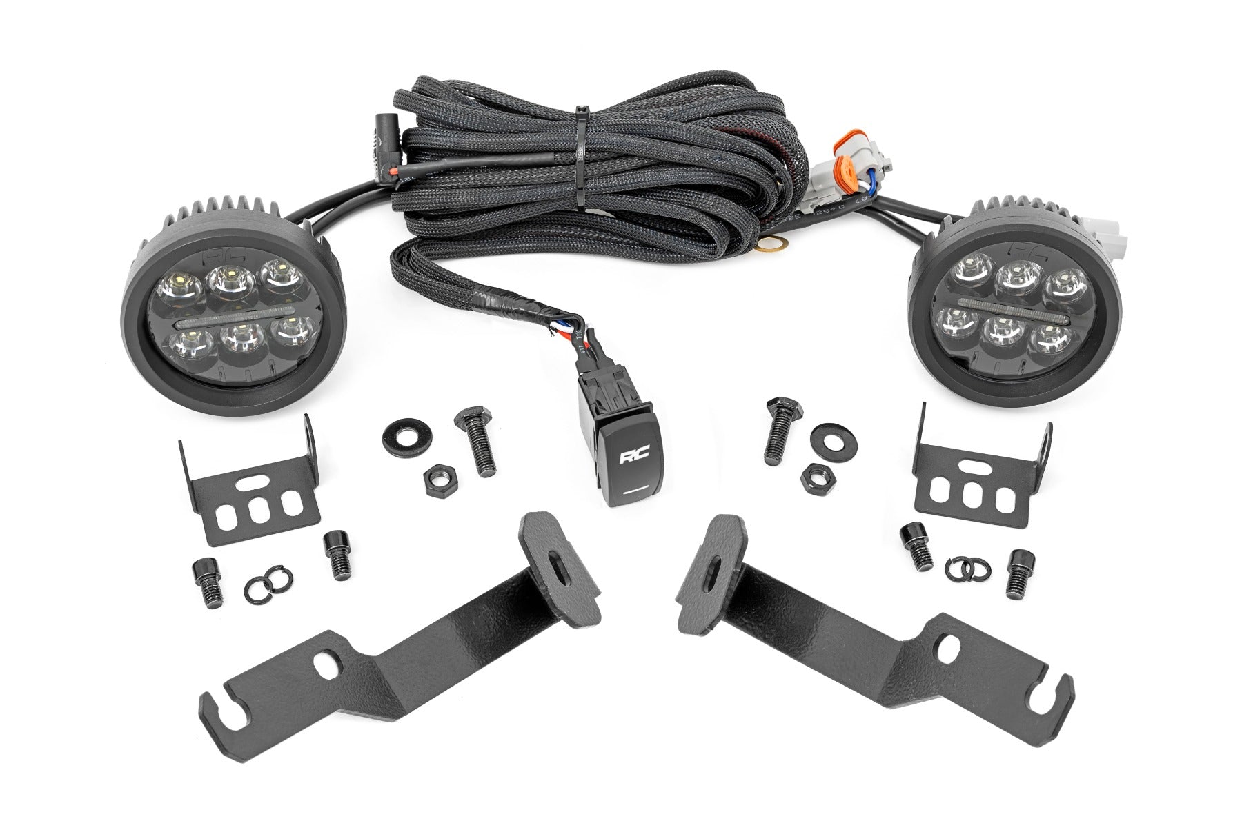 LED Light Kit | Ditch Mount | Black Series Round | 3.5 Inch | Amber DRL | Toyota Tacoma (05-15) - Off Road Canada