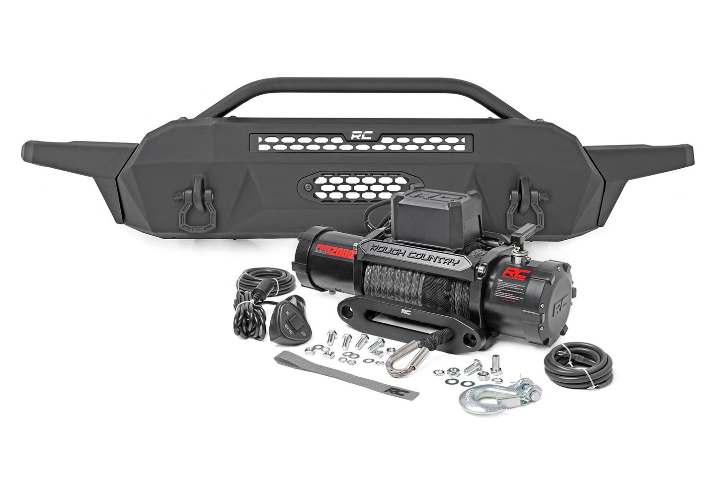 Front Bumper | High Clearance | 12000-Lb Pro Series Winch | Synthetic Rope Toyota Tacoma 4WD (16-23) - Off Road Canada