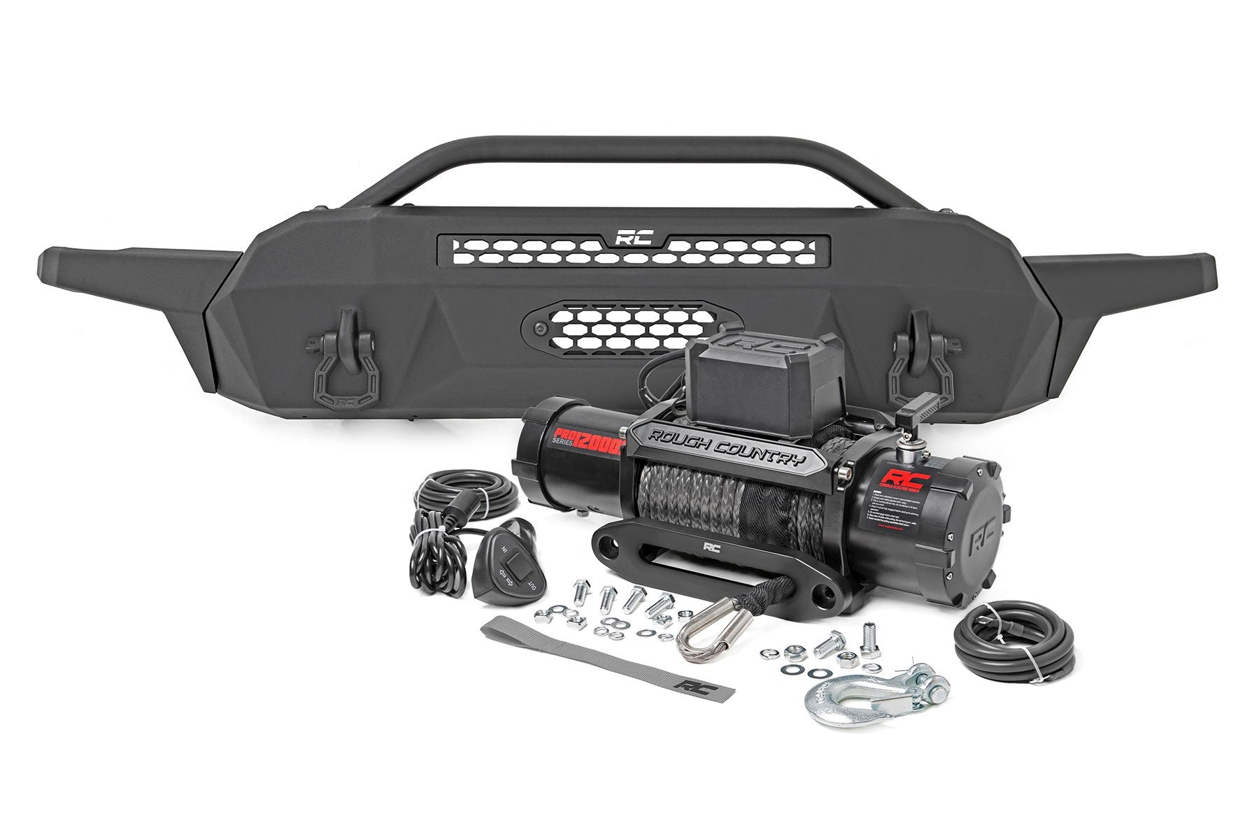 Front Bumper | High Clearance | 12000-Lb Pro Series Winch | Synthetic Rope Toyota Tacoma 4WD (16-23) - Off Road Canada