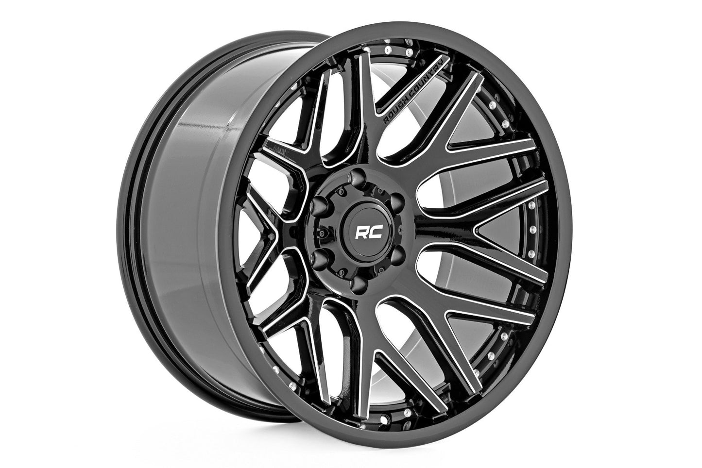 Rough Country 95 Series Wheel | Machined One-Piece | Gloss Black | 22x10 | 6x135 | -19mm - Off Road Canada