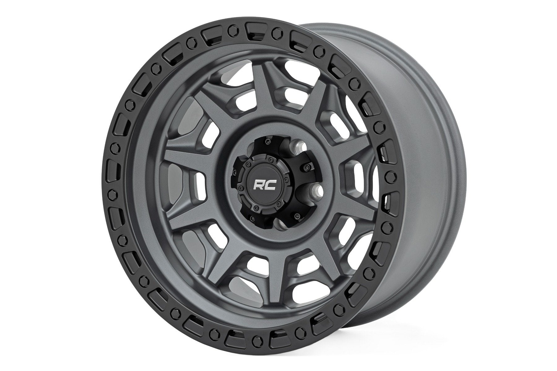 Rough Country 85 Series Wheel | Simulated Beadlock | Gunmetal Gray/Black | 17x9 | 5x4.5 | -12mm - Off Road Canada