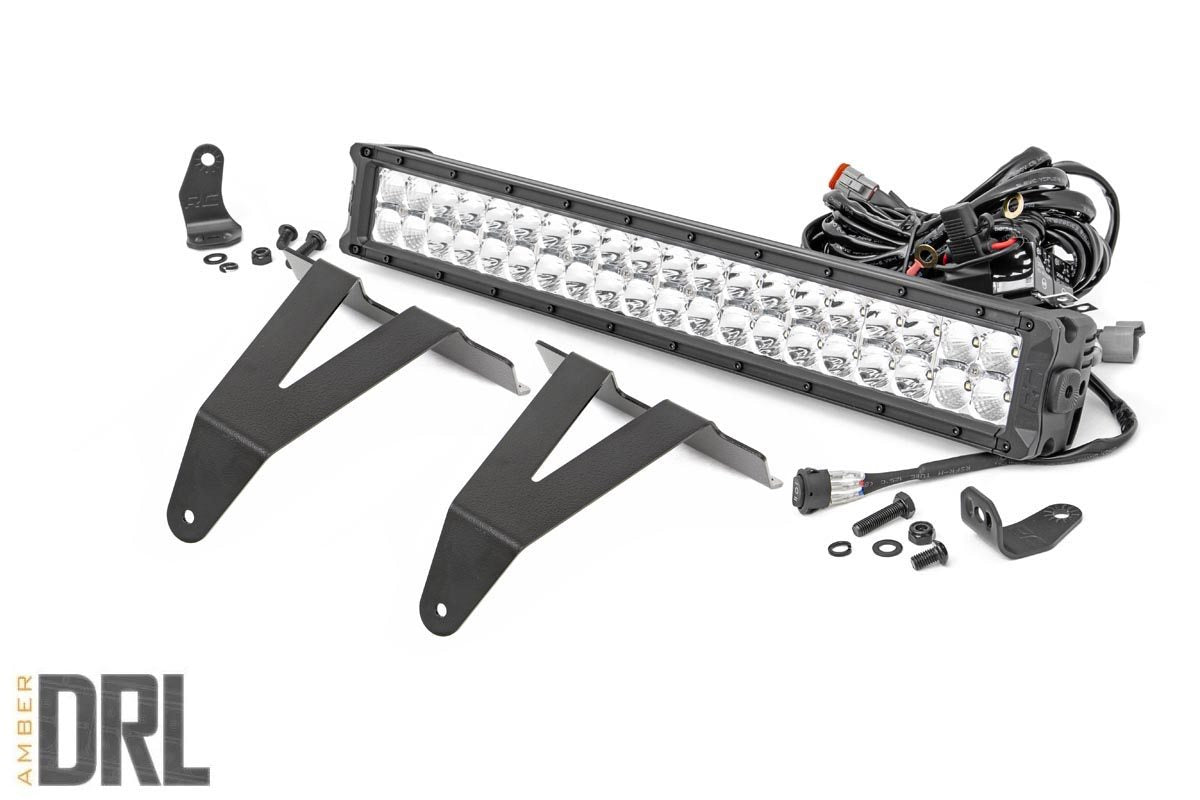LED Light Kit | Bumper Mount | 20" Chrome Dual Row | Amber DRL | Ram 1500 (19-23) - Off Road Canada