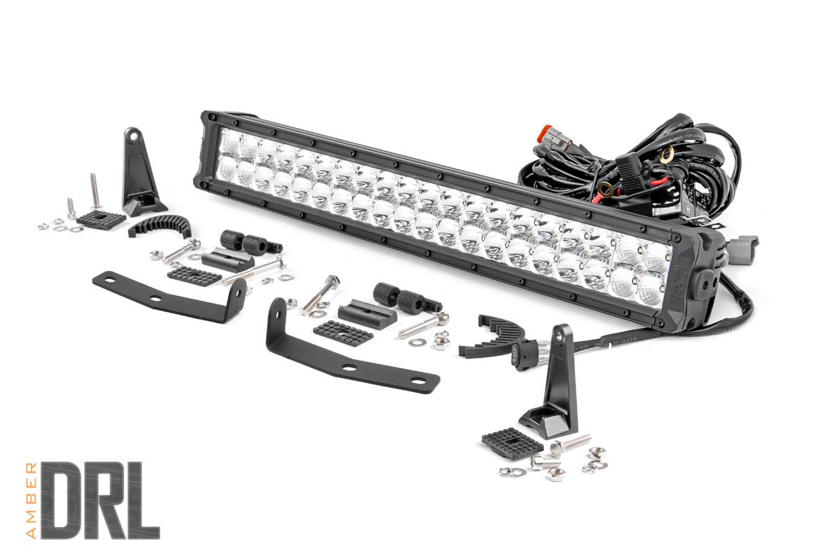 LED Light Kit | Bumper Mount | 20" Chrome Dual Row | Amber DRL | Nissan Titan XD (16-23) - Off Road Canada