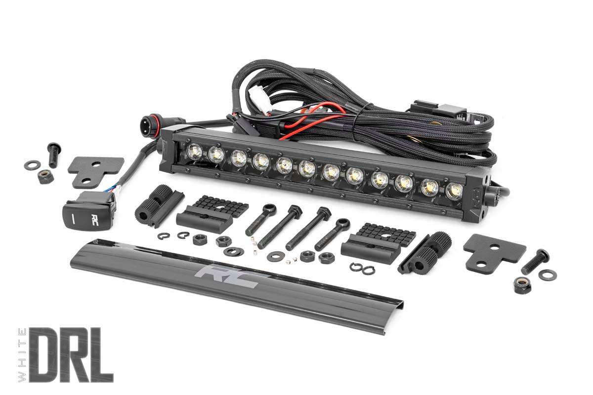 LED Light | Bumper Mount | 12" Black Single Row | White DRL | Can-Am Defender HD 8/HD 9/HD 10 - Off Road Canada