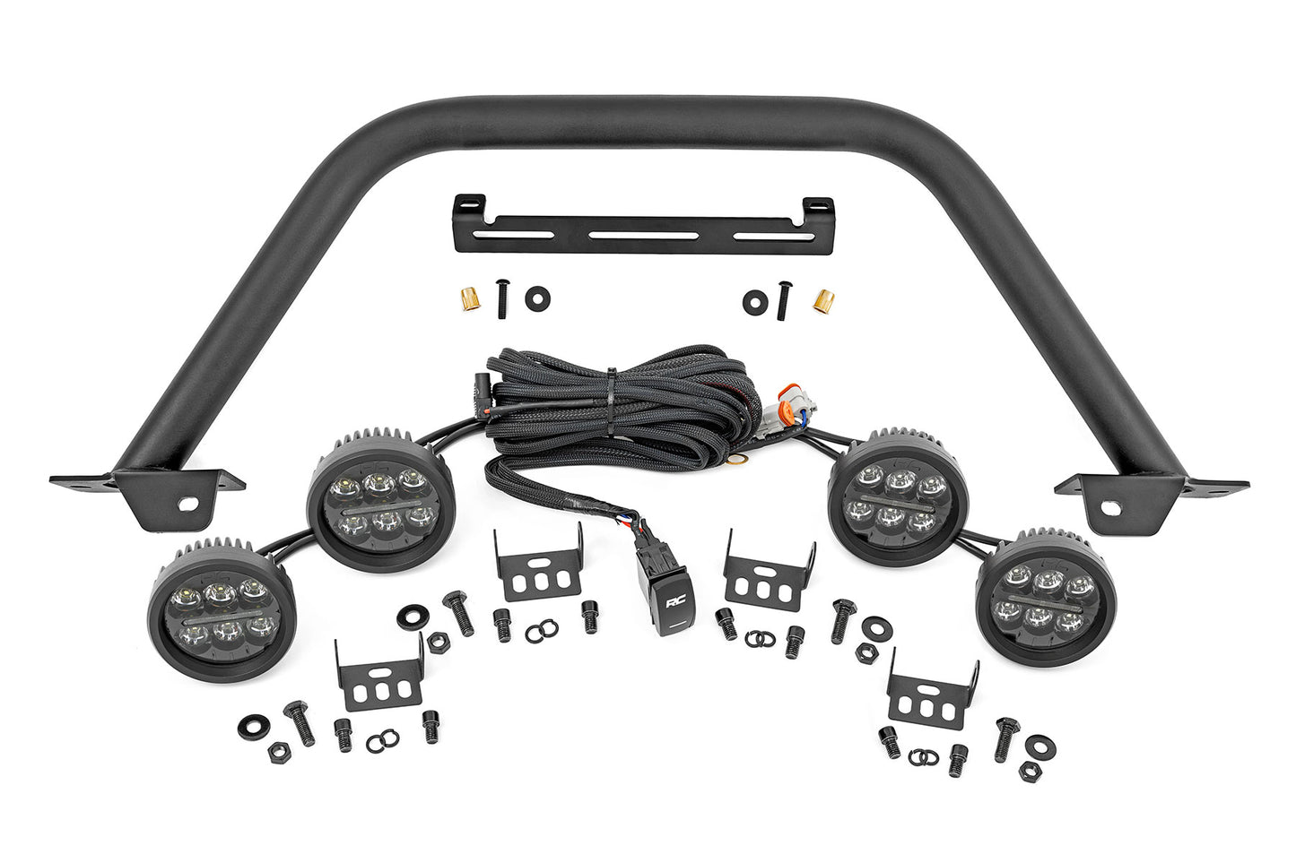 Safari Bar | 3.5" Round LED (Quad) | Black | Amber DRL | OE Modular Steel | Ford Bronco 4WD (21-23) - Off Road Canada