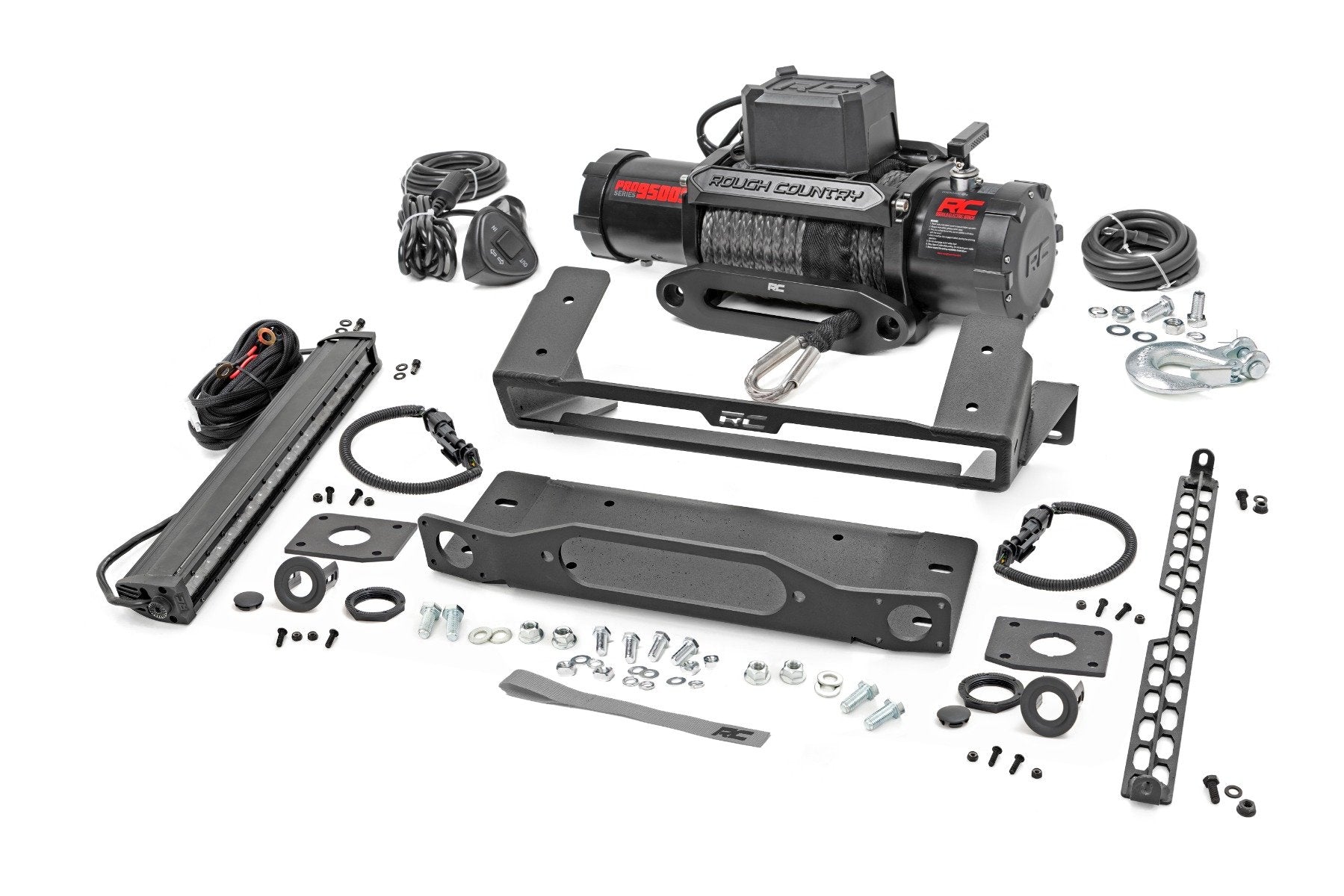 High Winch Mount | All Models | 9500S | 20 Inch Black Single Row LED | Ford Bronco (21-23) - Off Road Canada