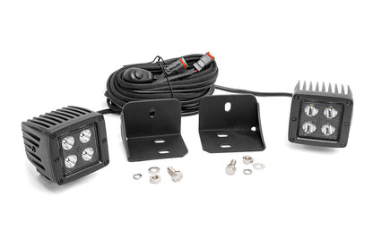 LED Light | Cab Mount | 2" Black Pair | Flood | Can-Am Defender HD 5/HD 8/HD 9/HD 10 - Off Road Canada