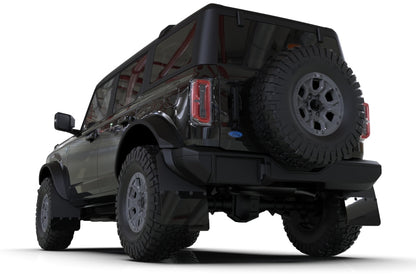 Rally Armor 21-24 Ford Bronco (Plstc Bmpr + RB - NO Rptr/Sprt) Blk Mud Flap w/Area Blue Logo