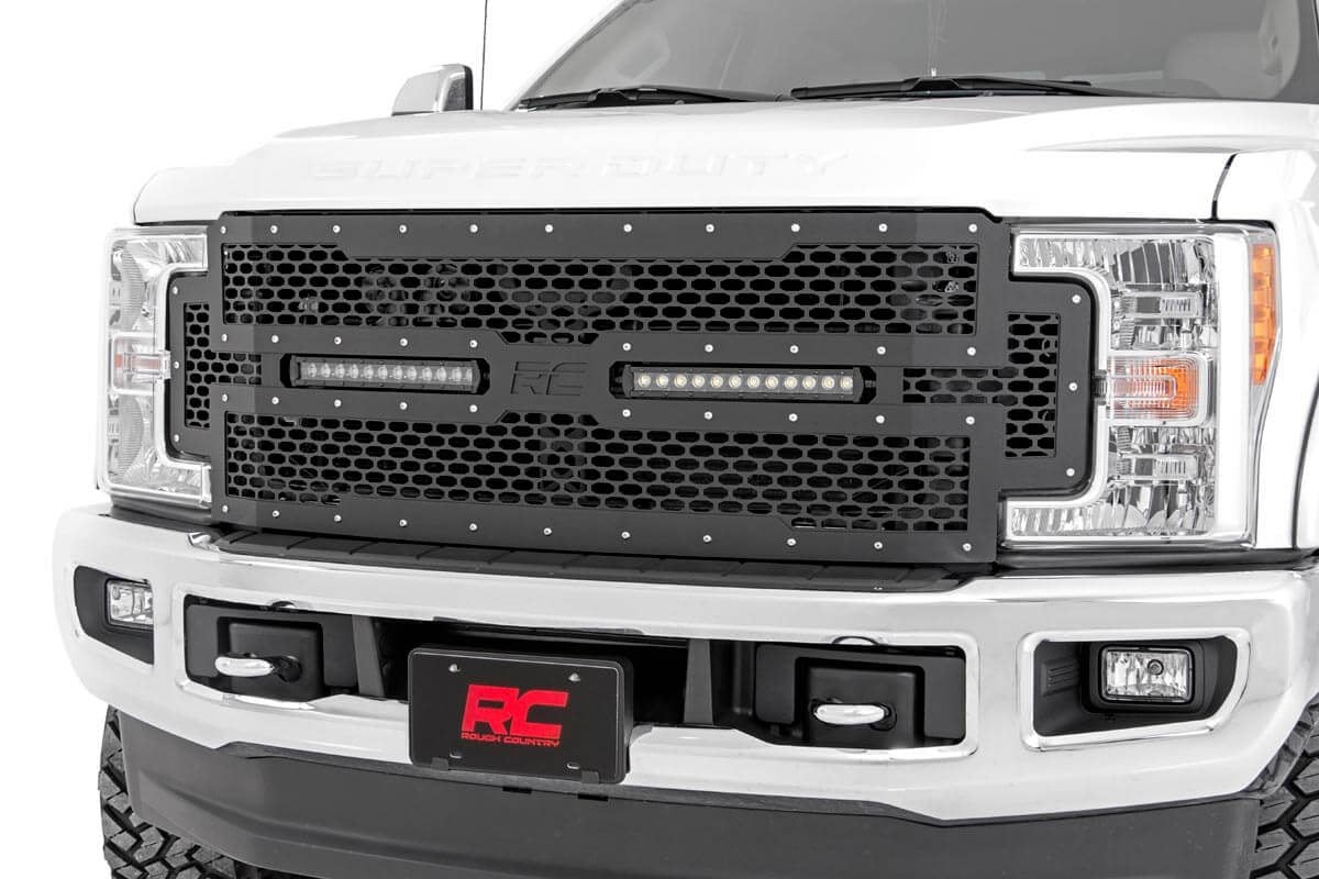 Mesh Grille | 12" Dual Row LED | Black | Ford F-250/F-350 Super Duty (17-19) - Off Road Canada