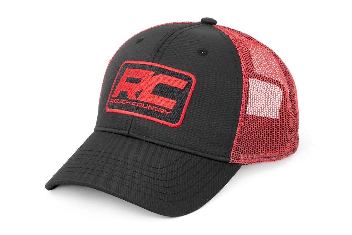 Rough Country Hat | Red Mesh | Rough Country Patch | Black/Red - Off Road Canada