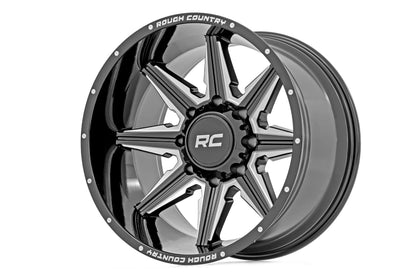 Rough Country 91M Series Wheel | One-Piece | Gloss Black | 22x12 | 8x170 | -44mm - Off Road Canada