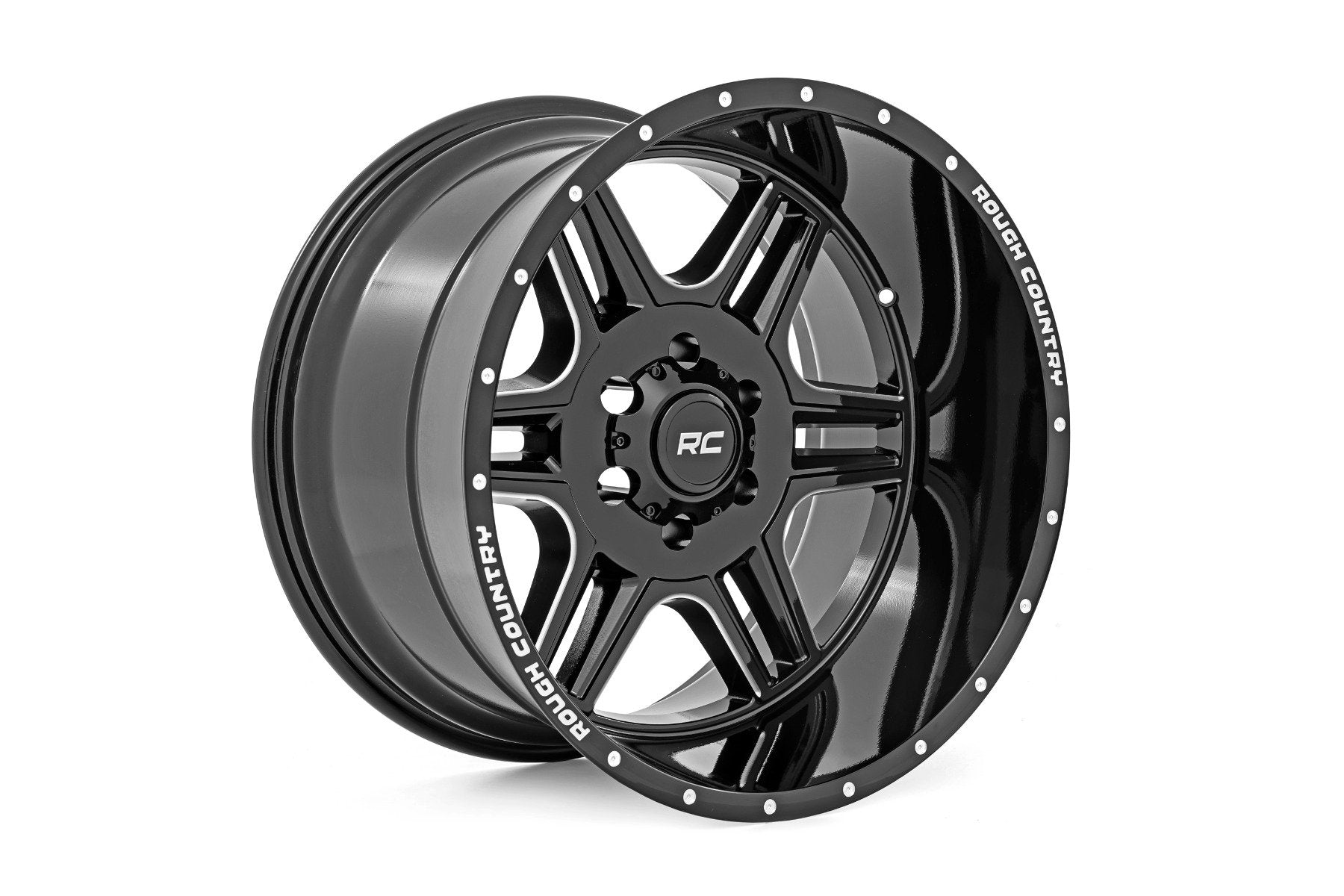 Rough Country 92 Series Wheel | Machined One-Piece | Gloss Black | 20x9 | 8x180 | +0mm - Off Road Canada